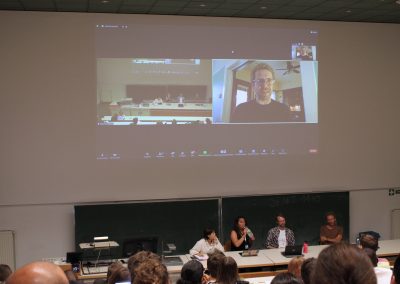 Researcher David Wrathall presents remotely during the first session of ECMN23. All research sessions throughout the conference were integrated online for remote presenters and attendees.